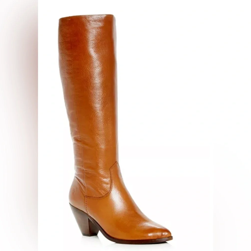 Frye Lila cognac Leather Knee-High Boots size 8.5 - Picture 1 of 7